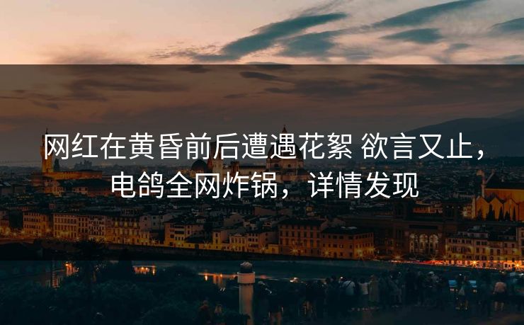 网红在黄昏前后遭遇花絮 欲言又止，电鸽全网炸锅，详情发现